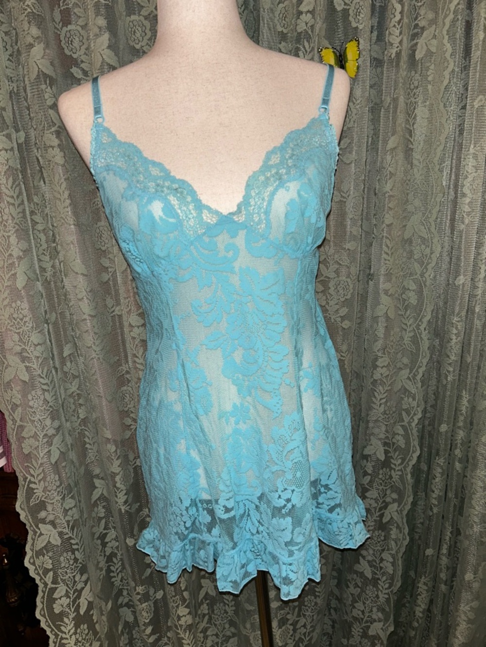 Victoria's Secret Aqua Lace Slip Chemise